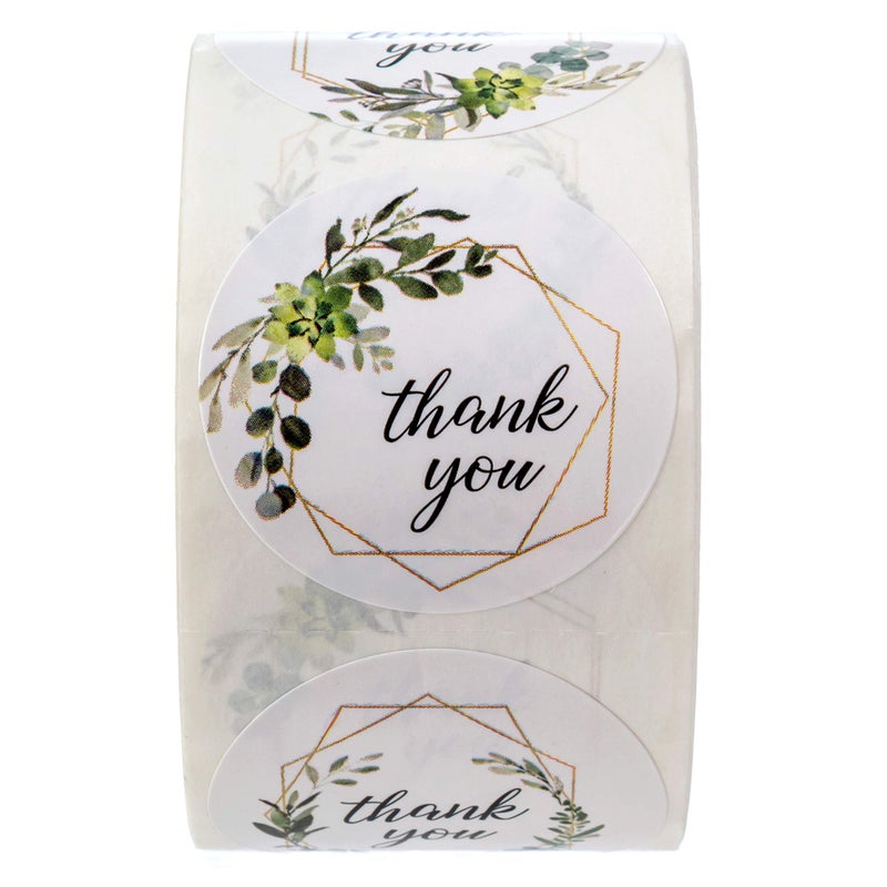 SBlabels Greenery Frames Thank You Stickers / 4 Alternating Designs / 500 Boho Thanks Stickers / 1.5" Greenery Floral Labels - Made in USA - Image 2